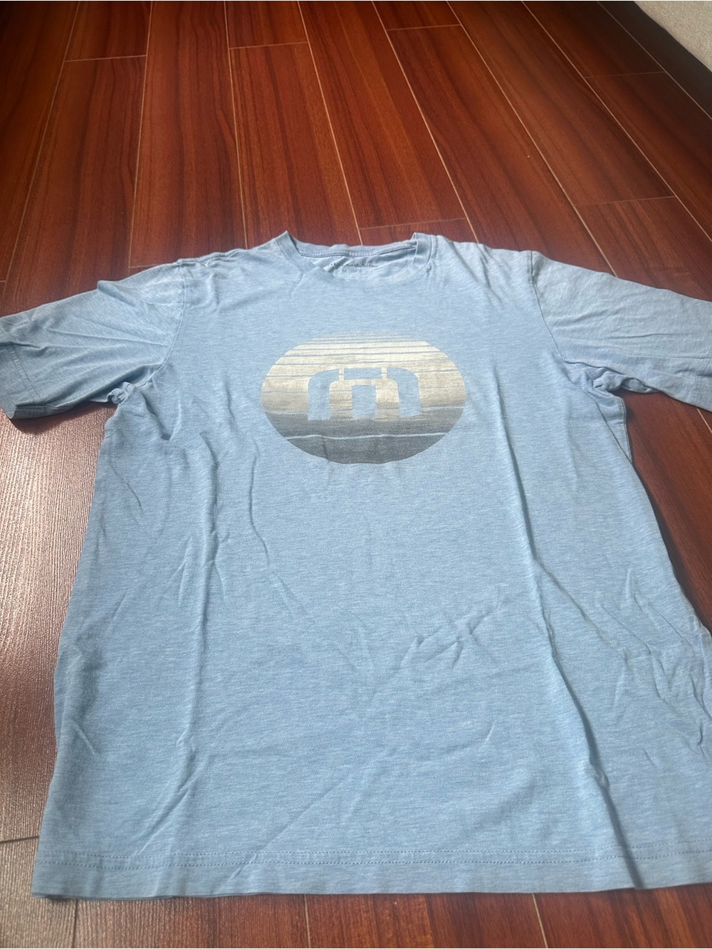 Travis Mathew Light Blue Crew Neck Tee with Metallic Logo